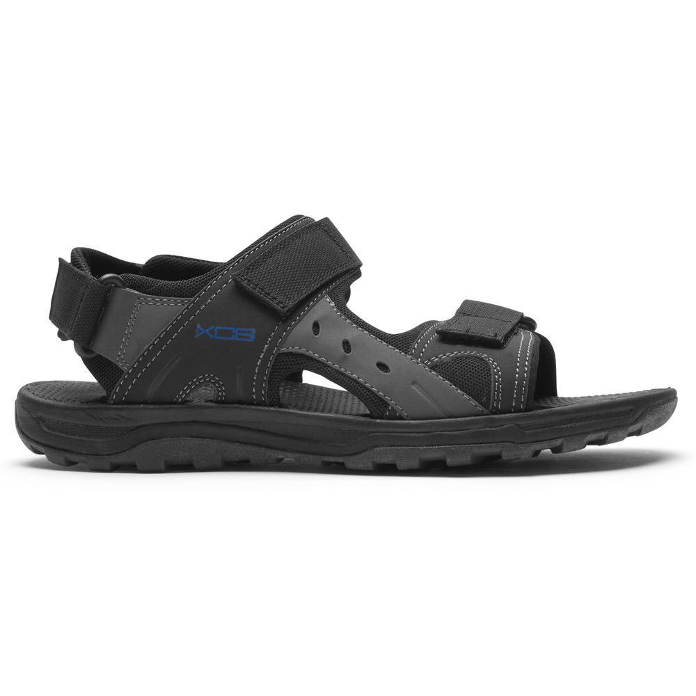 Rockport Men's Xcs Trail Technique Adjustable Sandals - Black - USA (6248YVCTL)